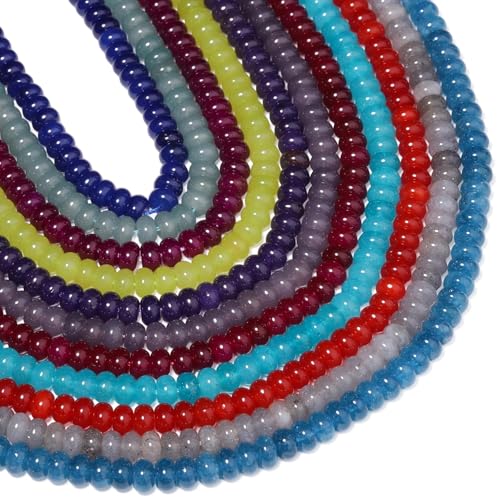 Songxi 5x8mm Natural Deep Blue Chalcedony Stone Rondelle Beads, 75PCS Spacer Round Loose Abacus Beads for Jewelry Making, Gemstone for Bracelet Necklace Earrings, Arts and Crafts - color: Deep Blue Chalcedony