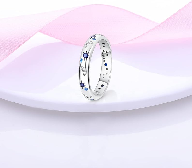 Hapour 925 Sterling Silver Ring for Women,Eternity Gorgeous Rings Stackable Rings for Women as Gifts Ring Size 4-10