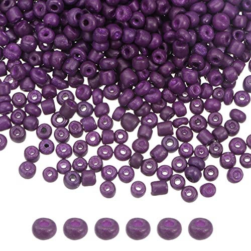 HARFINGTON 2000Pcs Small Glass Beads 6/0 4mm Loose Tiny Round Small Beads for Bracelet Earring Rings Jewelry Making, Dark Purple - color: Dark Purple