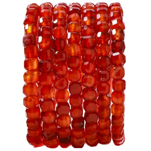 Natural Faceted Red Agate Cube Stone Beads 5-5.5mm 60pcs/str Loose Square Semi Gemstone Stone Beads for Making Bracelets Necklace Earrings - color: Red Agate
