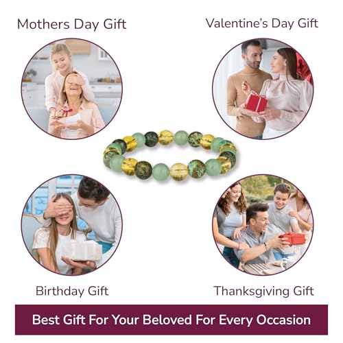 Crystal Vibe 8mm Beaded Bracelets For Women Men - Healing Crystal Bracelet - Adjustable Size - color: wealth