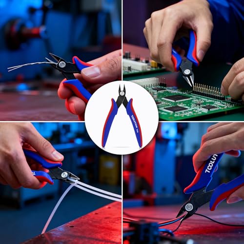 5 Pack Flush Wire Cutters - Small Diagonal Cut Pliers Side Cutter Snips Bulk - Micro Clippers for Zip Tie Plastic Model 3D Printer - Mini Nippers for Crafting Electrical Jewelry Making - size: 5 Pack