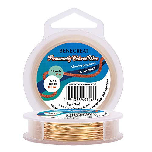 BENECREAT 20 Gauge KC Gold Copper Wire Real Gold Plated Craft Jewelry Wire Tarnish Resistant Wire for Beading Jewelry Making, 33-Feet/11-Yard - color: Gold, size: 20-Gauge(33-Feet/11-Yard)