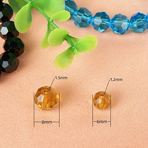 Jmassyang 100 Pieces 8mm Faceted Round Crystal Glass Beads Spacer Beads for Jewelry Making, Bracelets Necklaces Earrings Wind Chimes Suncatchers(Amber) - color: Amber, size: 8mm