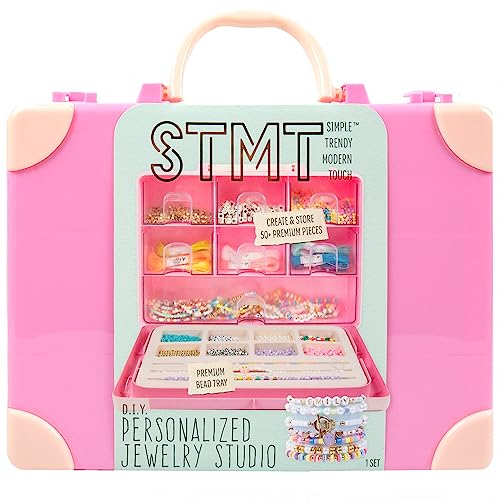 STMT Personalized Jewelry Studio, Create Over 50 Premium Pieces, Trendy Bracelet Making Kit, Includes Metal Bracelet Charms, Removable Beading Tray & Jewelry Making Supplies, Great Teen Girl Gifts - style: Personalized