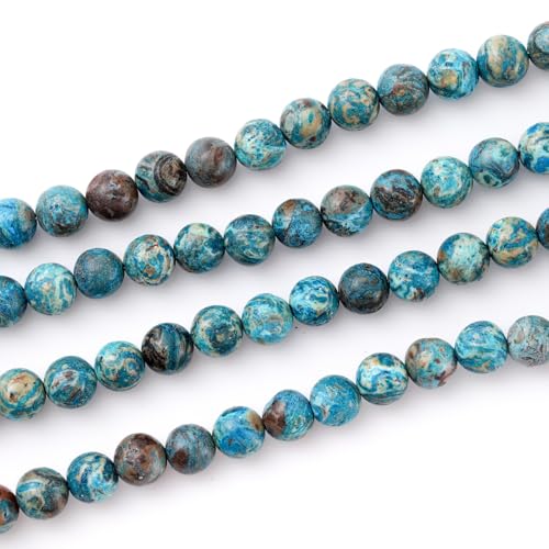 6mm 60pcs DIY Natural Blue Pattern Agate Stone Beads Round Healing Crystal Gemstone Loose Beads for Jewelry Making Handmade Bracelet Necklace - color: Blue Pattern Agate, size: 6mm