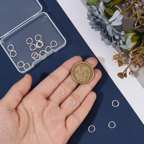 PH PandaHall 925 Sterling Silver Open Jump Rings, 20pcs O Ring Connector Metal O Rings Jewelry Findings for Earring Bracelet Necklace Keychain DIY Craft Jewelry Making, 19 Gauge (OD 8mm, ID 6mm)