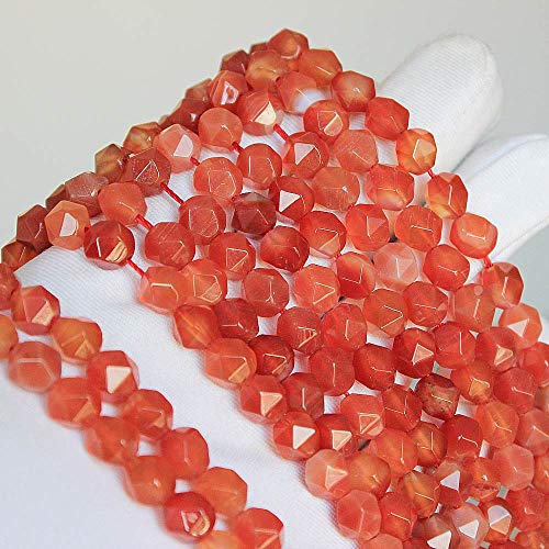 MJDCB Best Sellers Natural Stone Beads Faceted Polygon Red Agate Crystal Energy Stone Healing Power for Jewelry Making(8mm) - color: Red Agate