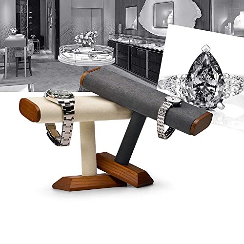 Watch Display Stand Solid Wood Bracelet Watch Organizer T-bar Jewelry Display - color: WHITE T SHAPE DISPLAY