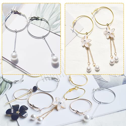 60Pcs Hoop Earring Findings Stainless Steel Earrings Beading Round Earrings Open Beading Hoop for Jewelry Making DIY Crafts Art Creation (40mm+50mm) - color: 40mm+50mm