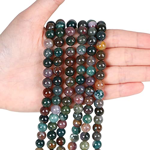 LAIDANLA Indian Agate 6mm Natural Stone Beads Round Loose Gemstone Stone Beads for DIY Bracelet Necklace Earrings Jewelry Making Polishing Genuine Real Beading Crystal 96PCS 2 Strand 32" - color: B-Indian Agate, size: 6mm