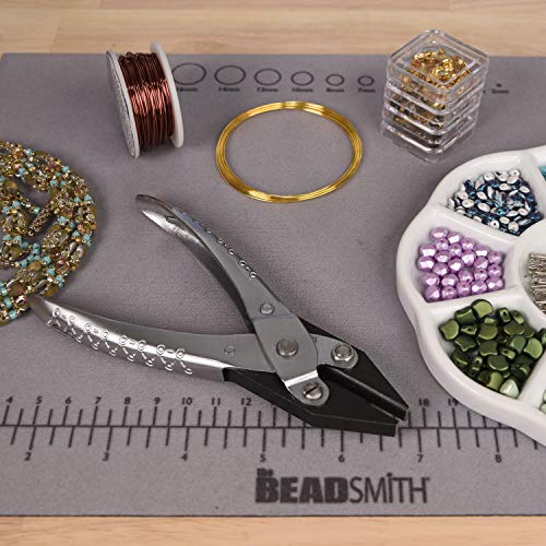 The Beadsmith Half Round/Flat Nose Parallel Pliers, 5.5 inches (140mm) Steel tool for jewelry making, with spring - style: Half Round/Flatnose - 140mm