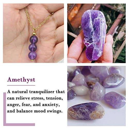 SmileBelle Crystal Necklace, Jade Necklace for Women as Anniversary Birthday Mothers Day Gifts for Women 14k Gold Black Tourmaline as Birthstone Jewelry for Girls Dainty Crystal Jewelry - color: Purple Amethyst