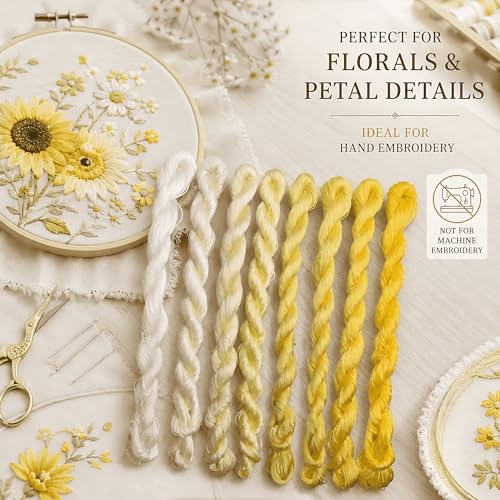 Natural 100% Silk Thread, Handmade Embroidery Thread Silk Floss 8 Colors 110m Each (75) - color: 75
