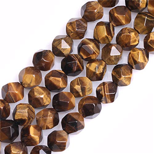 GEM-Inside Natural 8mm Yellow Tiger Eyes Gemstone Loose Beads Faceted Cambay Crystal Energy Stone Power for Jewelry Making 15" - color: Yellow Tiger Eye, size: 8mm