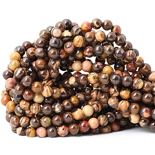 60PCS 6mm Natural Africa Picture Jasper Gemstone Round Loose Beads for DIY Bracelet Necklace Earrings Jewelry Making 1 String 15 Inches - color: Africa Picture Jasper, size: 6mm