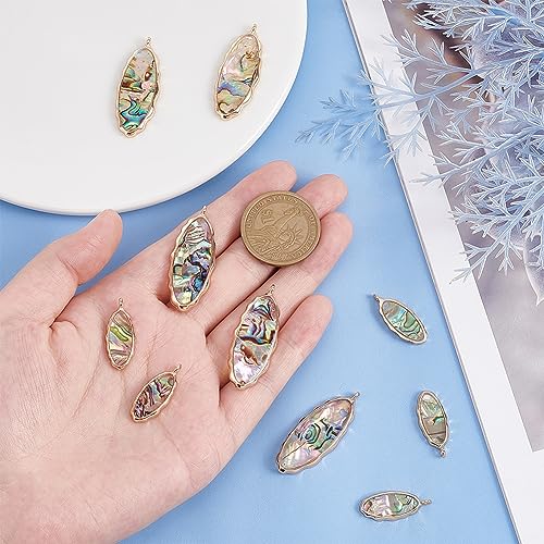 BENECREAT Abalone Shell Charms, Paua Shell Pendant Shell Charms for Jewelry Making - color: Wave Oval