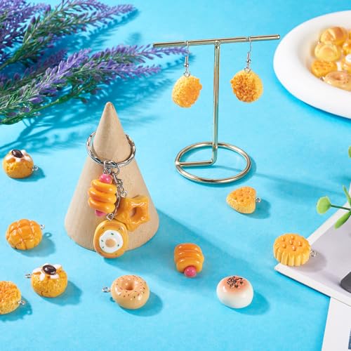 Craftdady Resin Plastic Miniature Food Snack Pendants Charms Ice Drink Juice Pendants Cute Bottle Fruit Keychain Charms Hang Ornament for DIY Craft Earring Bracelet Necklace Jewelry Making - color: Yellow Bread