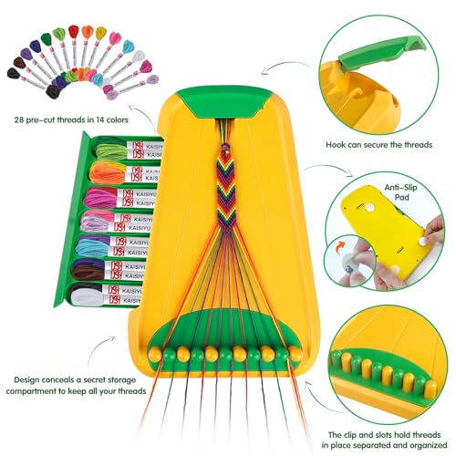Friendship Bracelet Making Kit for Girls Ages 8-12, Kids Jewelry Making Kit with 28 Pre-Cut Threads and Letter Beads, Arts and Crafts for Kids, Birthday Easter Gifts for 6 7 8 9 10 11 12 Year Old - color: Green