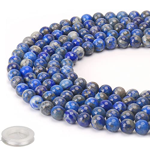 70PCS Natural 8MM Healing Gemstone, Lapis Lazuli Energy Stone Round Loose Beads, Semi-Precious Crystal Beads with Free Elastic String for Jewelry Making DIY - color: Lapis Lazuli, size: 8MM