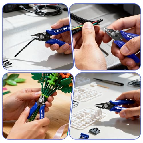 5 Pack 3.5" Wire Cutter for Jewelry Making - Small Flush Cut Pliers with Safty Lock- Electrical Wire Snips for Craft Zip Tie Plastic Model - size: 5 Pack