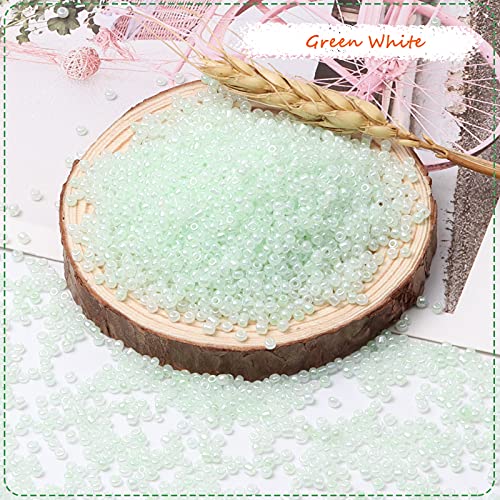 10000pcs 2mm 12/0 Glass Seed Beads - White, Green - Round - Craft Bead - DIY Jewelry Making - color: Green White, size: 2mm