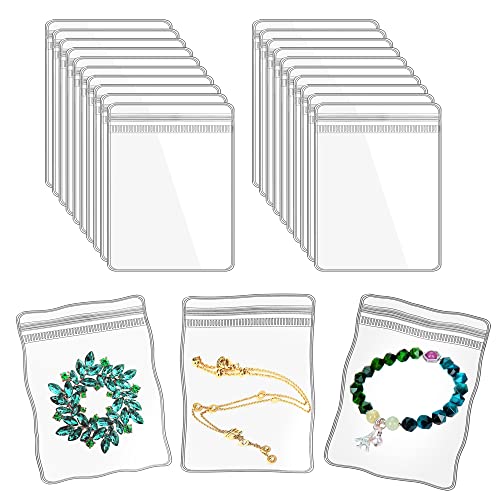 Jewelry Pouch Clear Self Seal Plastic Zipper Bags for Necklace Bracelet Packing Storage Transparent PVC Lock Pouches, Pack of 48 - color: 48 pcs large bags,9*13 cm