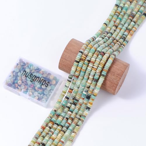 Natural Amazonite Disk Stone Spacer Beads 6x2mm 38cm/str Flat Rondelle Loose Semi Gemstone Caps for Making Bracelets Necklace - color: Amazonite