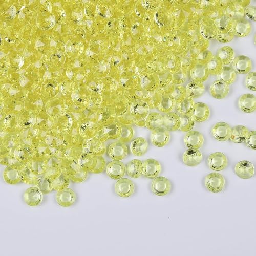 1000pcs/ Pack Wedding Table Acrylic Diamond Scatter Crystals Confetti Acrylic Gems Vase Fillers Rhinestones for Wedding, Bridal Shower, Vase Beads Decorations (10mm, Light Yellow) - color: Light Yellow, size: 10mm
