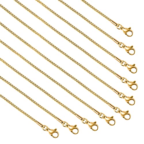 UMAOKANG 10 Pack Stainless Steel Necklace Chain, Dainty Gold Plated Box Chain Thin Chain for Women Necklace DIY Jewelry Making Supplies (18 Inches) - color: Gold Box, size: 18 Inch