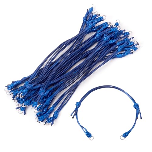 KISSITTY 20pcs Adjustable Bracelet Cords for Connector Charms Waxed Polyester Thread Cord Midnight Blue Color Half Finished Bracelet for Friendship Bracelets Jewelry Making - color: Midnight Blue