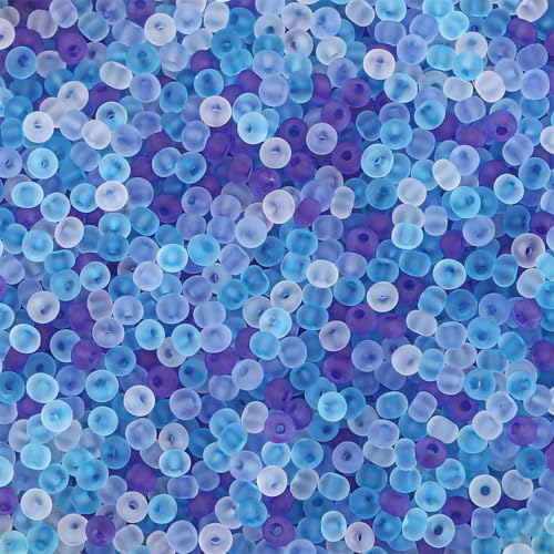 4mm Frosted Glass Seed Beads for Jewelry Making, 1000pcs Tiny Glass Bead Matte Pony Loose Spacer Beads for Beading, Friendship Bracelet, Pendants, Necklaces, DIY Crafting, Blue Purple - color: Blue Purple