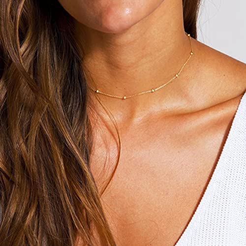 Aisansty Dainty Layered Choker Necklaces Handmade Coin Tube Star Pearl Pendant Multilayer Adjustable Layering Chain Gold Plated Necklaces Set for Women - color: Gold, style: Gold-Twist Disc