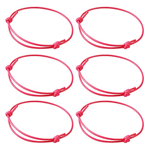 Cheriswelry 50pcs Adjustable Bracelet Making Korean Waxed Polyester Cord Bracelet Deep Pink Friendship Bracelet String Inner Diameter 40~70mm for Women Men Jewelry Making Supplies - color: Deep Pink