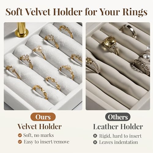 bussdis 3 Tier Bracelet Holder Display - White Leather Bracelet Holder, Detachable T Bar Jewelry Holder Organizer for Bracelet, Necklace, Earrings, Rings, Watches, Bangle - color: White