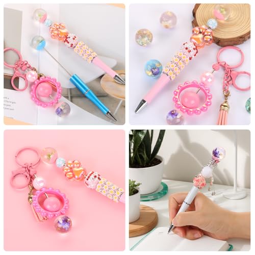12Pcs Cute Dried Flower Pen Cap Beads for Beadable Pens Colorful Half-Hole Focal Beads for DIY Craft Bracelet Necklace Earrings Keychain Jewelry Making - color: Dried Flower