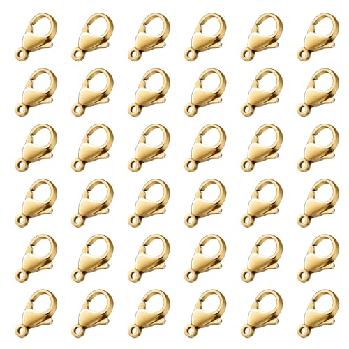 [9MM/ 100PCS] Gold Lobster Clasps for Jewelry Making 18K Gold PVD Plated 304 Stainless Steel Lobster Claw Clasps Bulk for DIY Crafts Jewelry Making - color: 9mm gold