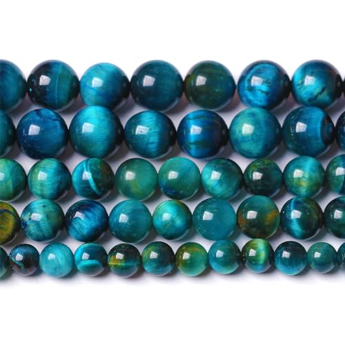 10mm 36PCS Peacock Blue Tiger Eye Stone Beads Natural Crystal Spacer Loose Beads for Jewelry Making DIY Bracelet Semi Precious 1 Strand 15 inches - color: Blue Tiger Eye, size: 10mm