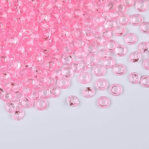 1000pcs/ Pack Wedding Table Acrylic Diamond Scatter Crystals Confetti Acrylic Gems Vase Fillers Rhinestones for Wedding, Bridal Shower, Vase Beads Decorations (10mm, Baby Pink) - color: Baby Pink, size: 10mm