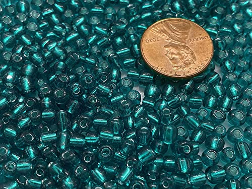 Large Czech Glass Seed Beads Crystal Aqua Silver Lined Size:6/0 40 gr / 1.4 oz… (Aqua Silver Lined) - color: Aqua Silver Lined