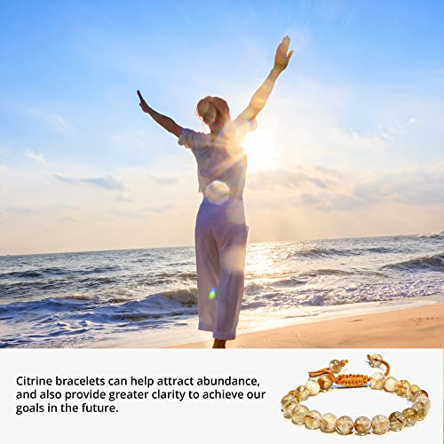 ANAYA AGATE Energy Protection Crystal Handmade Adjustable Bead Bracelet Perfect for Men, Women’s Christmas Gift - Gemstone Healing Stretch Bracelet Pulsera Para Hombre Mujer Stocking Stuffer - color: Citrine Natural