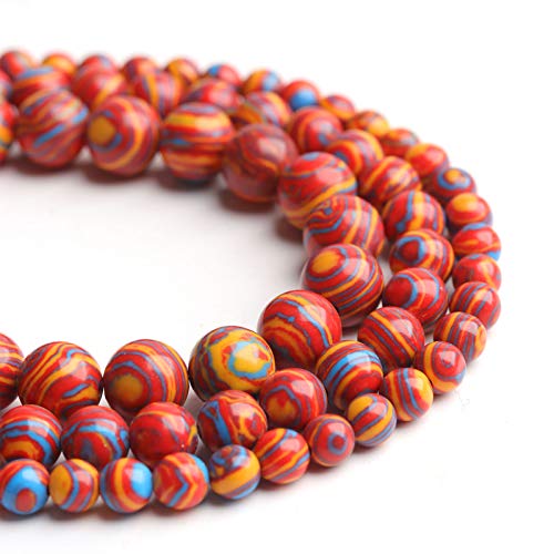 Natural Stone Beads Red Malachite 10mm Polished Round Smooth Gemstone Beads for Jewelry Making 15 Inch(Red Malachite,10mm) - color: Red Malachite, size: 10mm