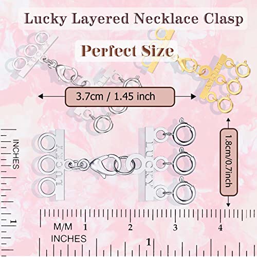 Dailyacc Lucky Necklace Layering Clasp 18K Gold and Silver Multi Strand Clasps for Stackable Necklaces - color: 1Pcs Silver Triple Claps