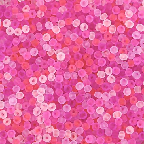 4mm Frosted Glass Seed Beads for Jewelry Making, 1000pcs Tiny Glass Bead Matte Pony Loose Spacer Beads for Beading, Friendship Bracelet, Pendants, Necklaces, DIY Crafting, Fuchsia - color: Fuchsia
