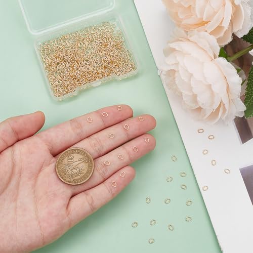 UNICRAFTALE 600Pcs Real 18K Gold Plated Open Jump Rings 3mm Stainless Steel Oval Jump Ring Golden Metal Rings Round Connector Ring for DIY Bracelet Pendant Jewelry Making Repair - size: 3mm