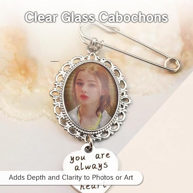 20Pcs Photo Charms Cabochon Blanks Set 10Pcs Large Oval Pendant Trays with 10 Glass Cabochons for Memorial Jewelry Making Bridal Bouquet Charms DIY - color: 5 Colors