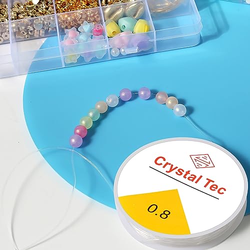 6 Rolls Elastic Bead Thread, 0.8mm Stretchy Bracelet String, Nylon String for Bracelets for Bracelet Making, Clear String for DIY Bead Jewellery Necklace Bracelet - size: 0.8mm