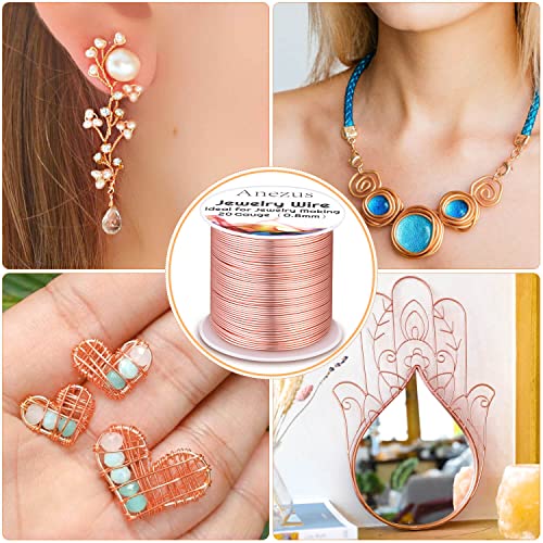 anezus 20 Gauge Jewelry Wire, 28 Yards Craft Wire Tarnish Resistant Copper Beading Wire for Jewelry Making Supplies and Crafting(Rose Gold) - color: Rose Gold