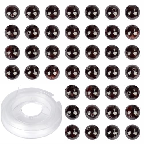 4mm 200pcs Natural Stone Round Beads Garnet Genuine Stone Beading Loose Gemstone DIY Charm Smooth Beads for Bracelets Necklaces Earrings Hole Size 1mm (Garnet 4mm) - color: Garnet, size: 4mm