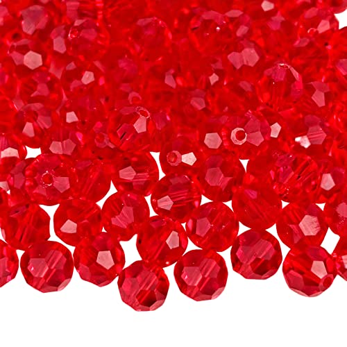 Jmassyang 400 Pieces 4mm Faceted Round Crystal Glass Beads Spacer Beads for Jewelry Making, Bracelets Necklaces Earrings Wind Chimes Suncatchers (Red) - color: Red, size: 4mm
